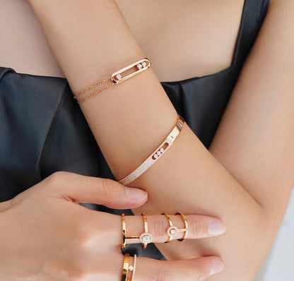 [Clover Jewelry]Move Noa Rose Gold Pavé Diamond Bangle Bracelet