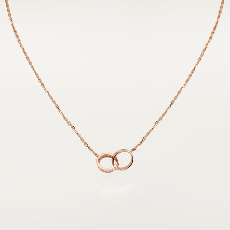 [Clover Jewelry]LOVE DOUBLE RING HALF DIAMOND NECKLACE