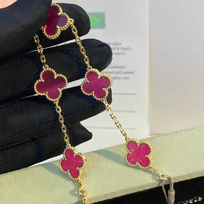 [Clover Jewelry]NEW CLOVER 5 MOTIFS PINK ENAMEL BRACELET