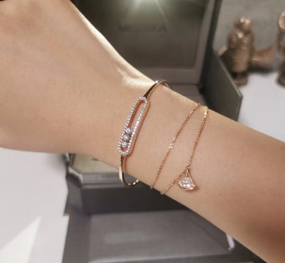 [Clover Jewelry]Move Pavé Diamond Bangle Bracelet M