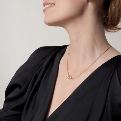 [Clover Jewelry]LOVE DOUBLE RING HALF DIAMOND NECKLACE