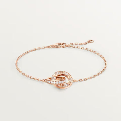 [Clover Jewelry]LOVE DOUBLE RING FULL DIAMOND BRACELET