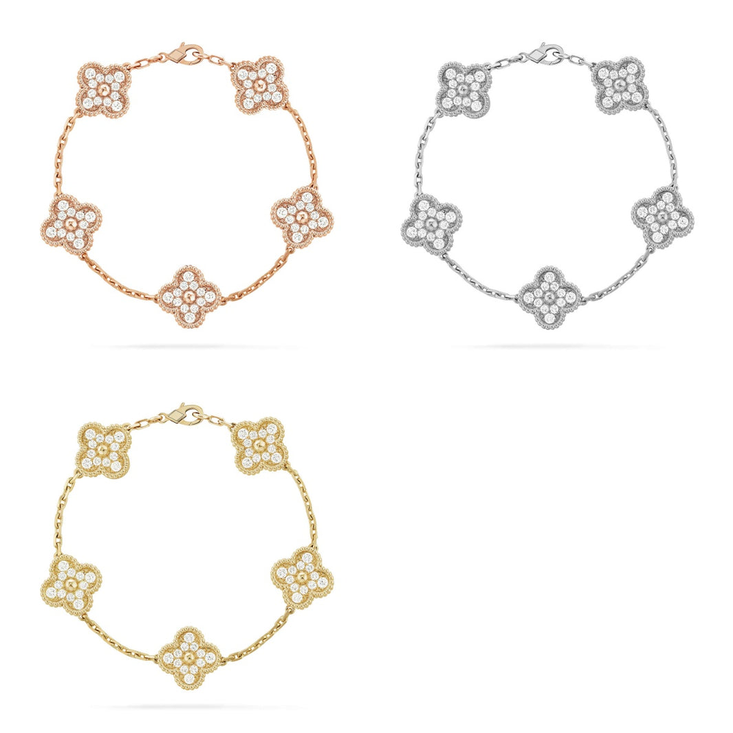 [Clover Jewelry] CLOVER 5 MOTIF FULL DIAMOND BRACELET COLLECTION