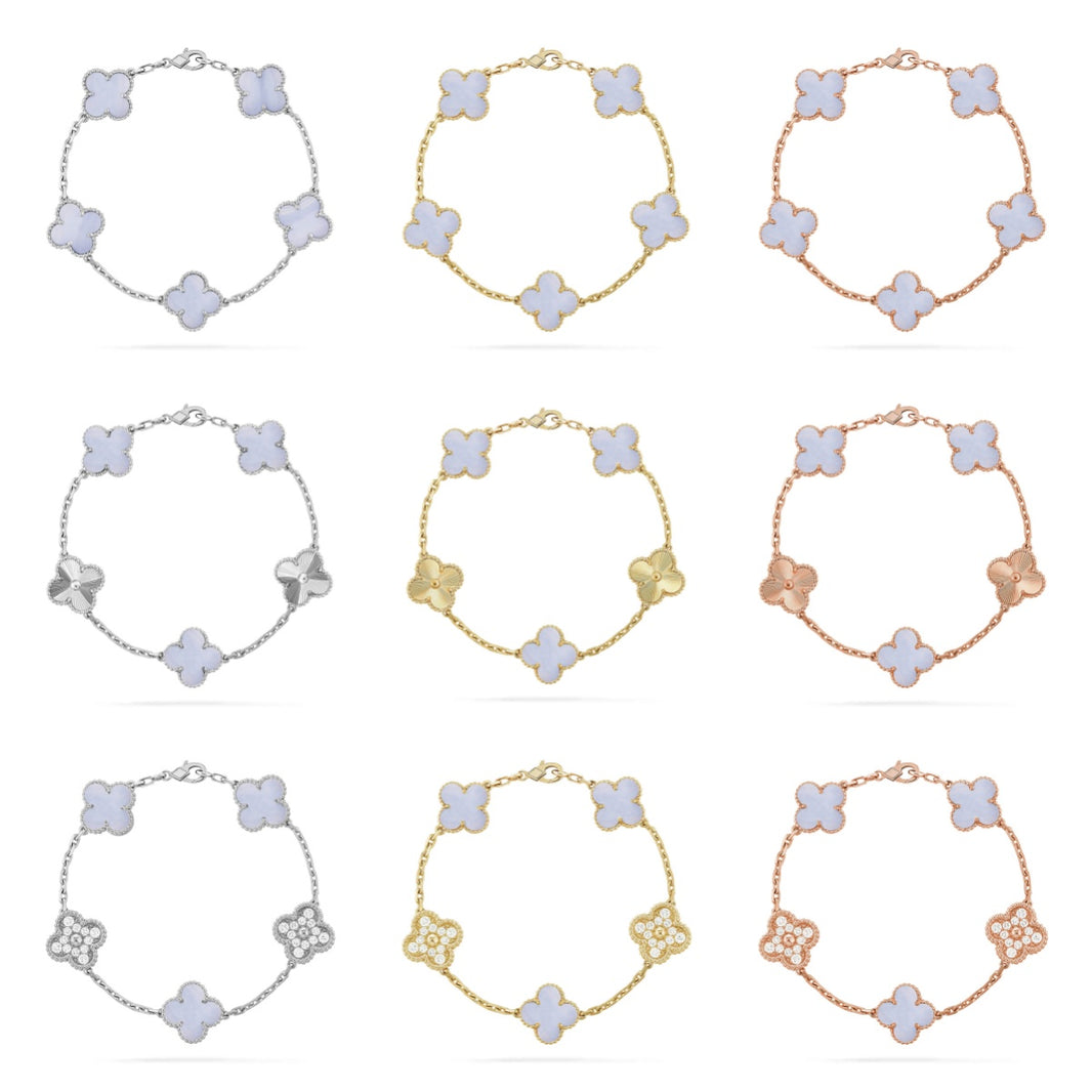 [Clover Jewelry] CLOVER 5 MOTIF PURPLE CHALCEDONY BRACELET COLLECTION