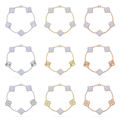 [Clover Jewelry] CLOVER 5 MOTIF PURPLE CHALCEDONY BRACELET COLLECTION