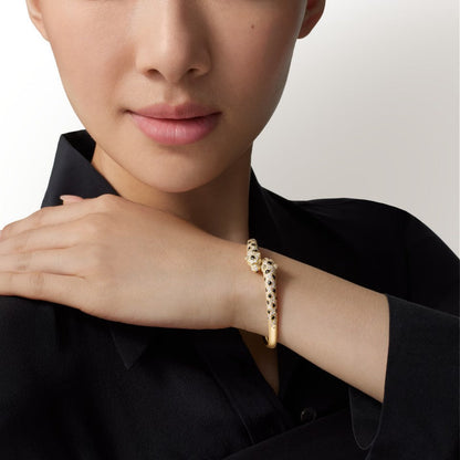 [Clover Jewelry]PANTHERE DOUBLE HEADED HALF DIAMOND OPEN BRACELET