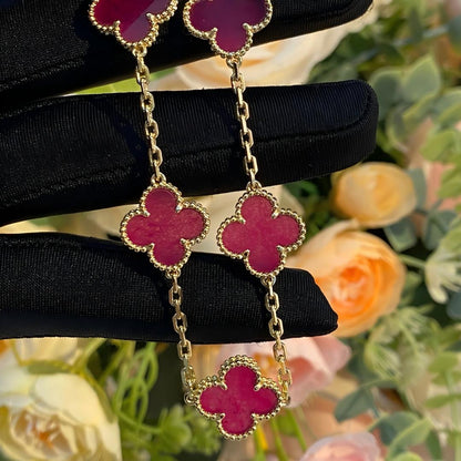 [Clover Jewelry]NEW CLOVER 5 MOTIFS PINK ENAMEL BRACELET
