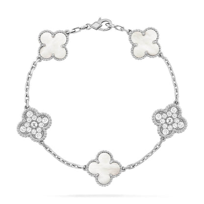 [Clover Jewelry]CLOVER WHITE PEARL MOP 5 MOTIF BRACELET COLLECTION