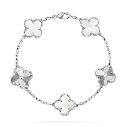 [Clover Jewelry]CLOVER WHITE PEARL MOP 5 MOTIF BRACELET COLLECTION