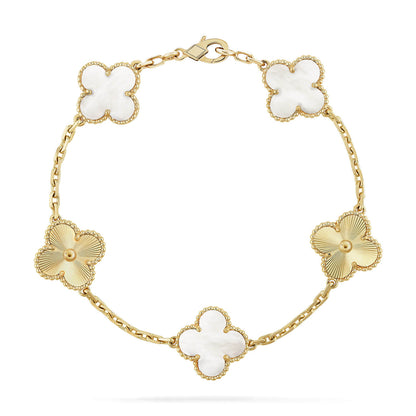 [Clover Jewelry]CLOVER WHITE PEARL MOP 5 MOTIF BRACELET COLLECTION