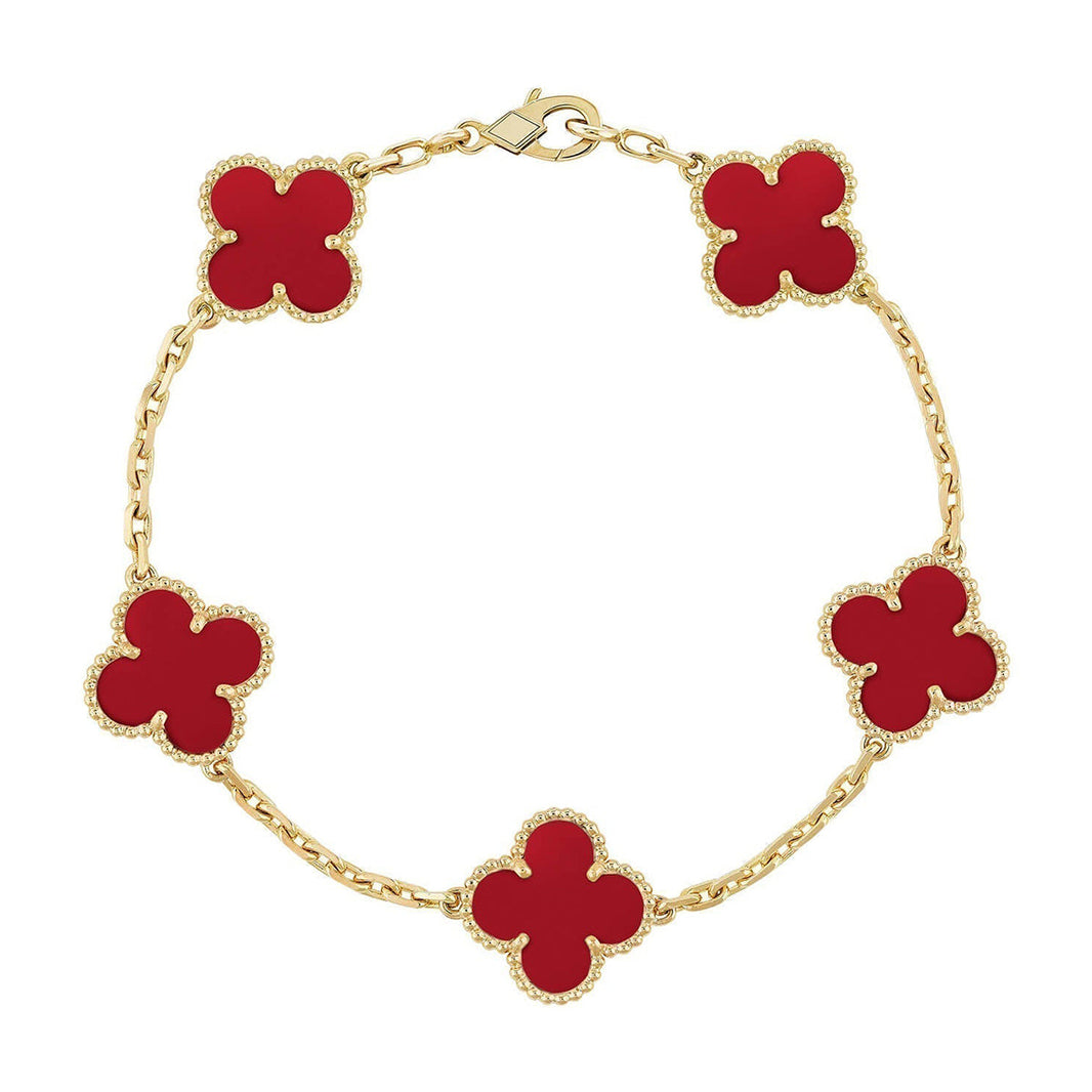 [Clover Jewelry] CLOVER 5 MOTIF RED CORNELIAN BRACELET COLLECTION