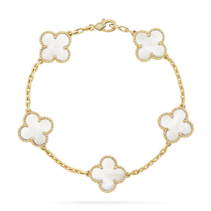 [Clover Jewelry]CLOVER WHITE PEARL MOP 5 MOTIF BRACELET COLLECTION