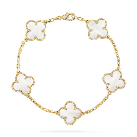 [Clover Jewelry]CLOVER WHITE PEARL MOP 5 MOTIF BRACELET COLLECTION