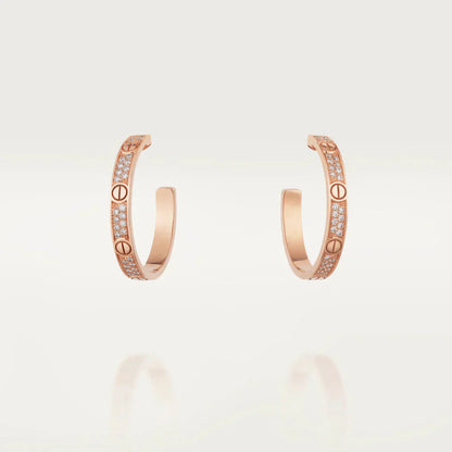 [Clover Jewelry]LOVE DIAMOND PINK GOLD HOOP EARRINGS