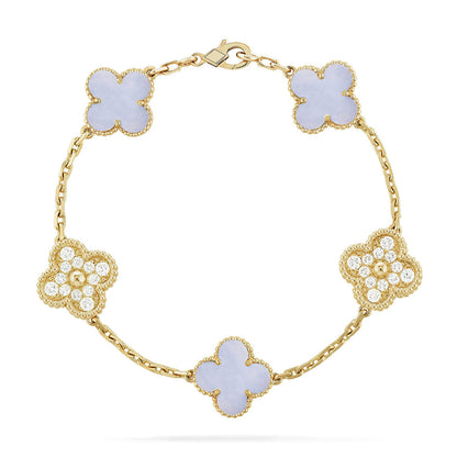 [Clover Jewelry] CLOVER 5 MOTIF PURPLE CHALCEDONY BRACELET COLLECTION