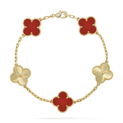 [Clover Jewelry] CLOVER 5 MOTIF RED CORNELIAN BRACELET COLLECTION