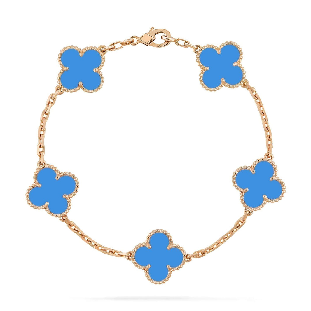 [Clover Jewelry]CLOVER 5 MOTIFS BLUE AGATE BRACELET
