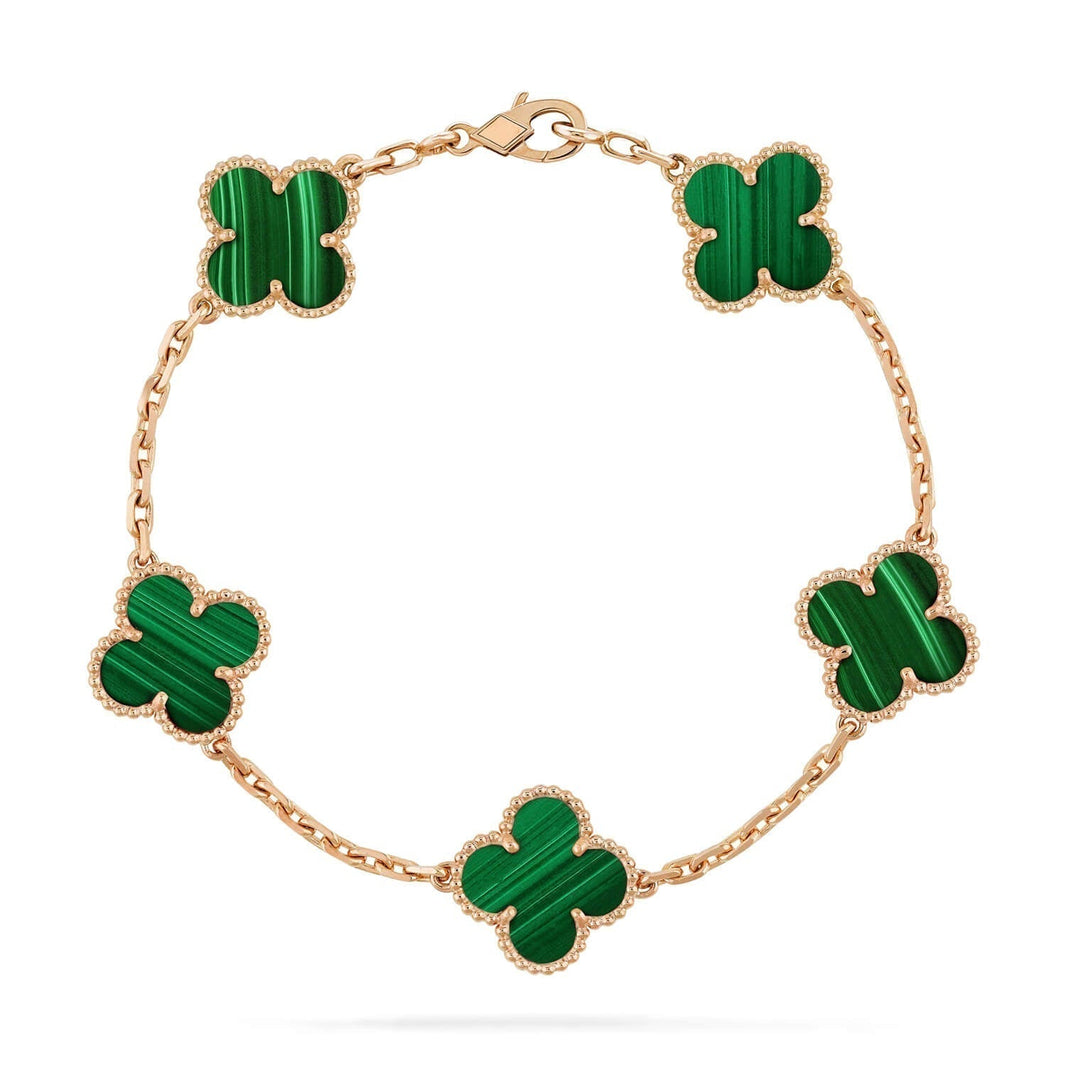 [Clover Jewelry]CLOVER 5 MOTIFS MALACHITE BRACELET