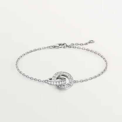 [Clover Jewelry]LOVE DOUBLE RING FULL DIAMOND BRACELET