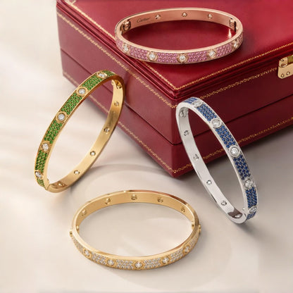 [Clover Jewelry]2026 PAVE GEMSTONE LOVE BRACELET 6.1MM 10 DIAMONDS