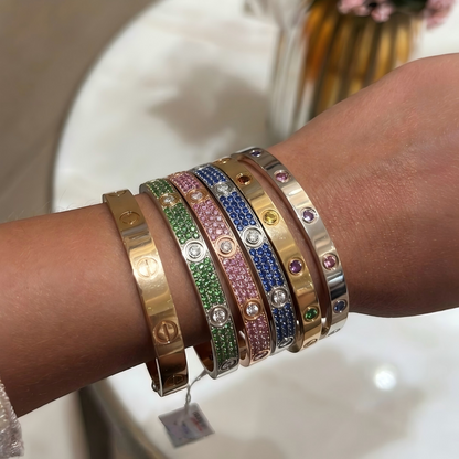 [Clover Jewelry]2026 PAVE GEMSTONE LOVE BRACELET 6.1MM 10 DIAMONDS