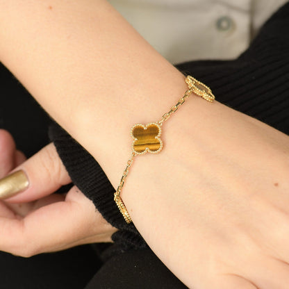 [Clover Jewelry]CLOVER  5 MOTIFS TIGER EYE BRACELET