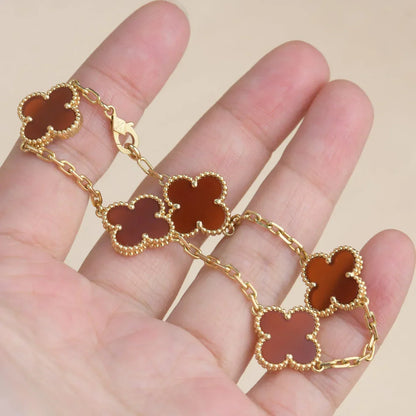 [Clover Jewelry] CLOVER 5 MOTIF RED CORNELIAN BRACELET COLLECTION