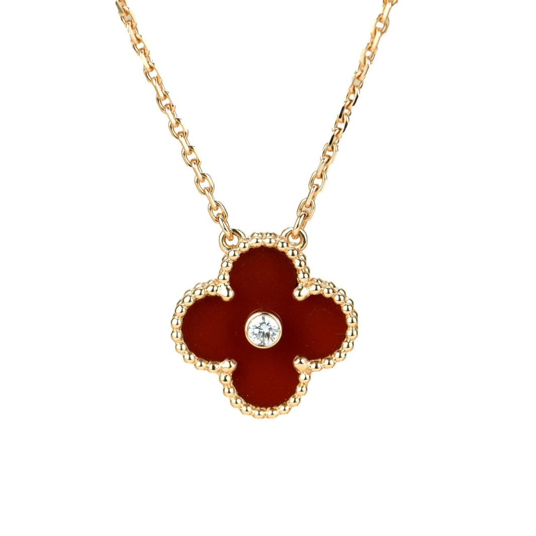[Clover Jewelry]CLOVER 15MM DIAMOND CARNELIAN NECKLACE