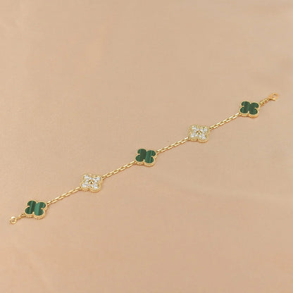 [Clover Jewelry] CLOVER 5 MOTIF MALACHITE BRACELET COLLECTION
