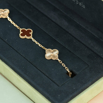 [Clover Jewelry]CLOVER  5 MOTIFS CARNELIAN GOLD BRACELET
