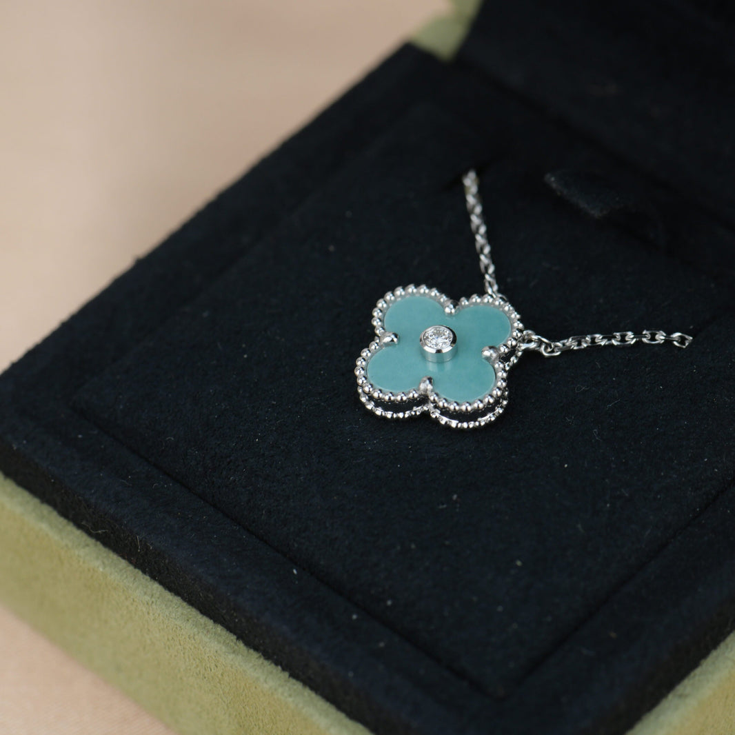 [Clover Jewelry]CLOVER 15MM DIAMOND SVRES PORCELAIN  NECKLACE SILVER