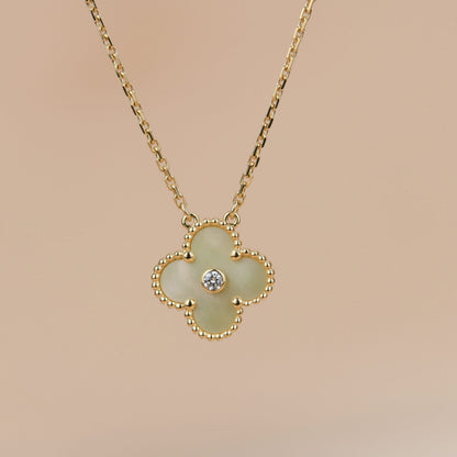 [Clover Jewelry]CLOVER 15MM DIAMOND GOLD MOTHER OF PEARL NECKLACE