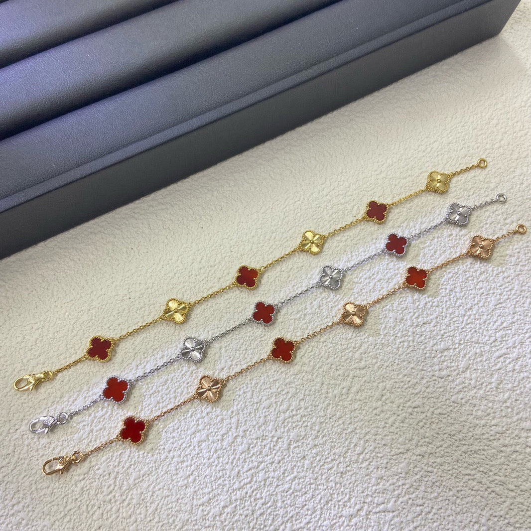 [Clover Jewelry]CLOVER 6 MOTIF RED AGATE LASER BRACELET