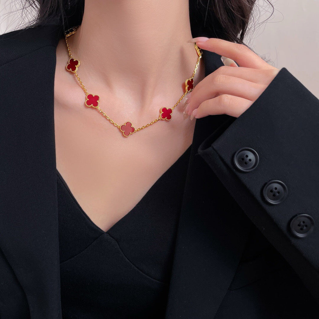[Clover Jewelry]CLOVER 10 MOTIFS CARNELIAN NECKLACE