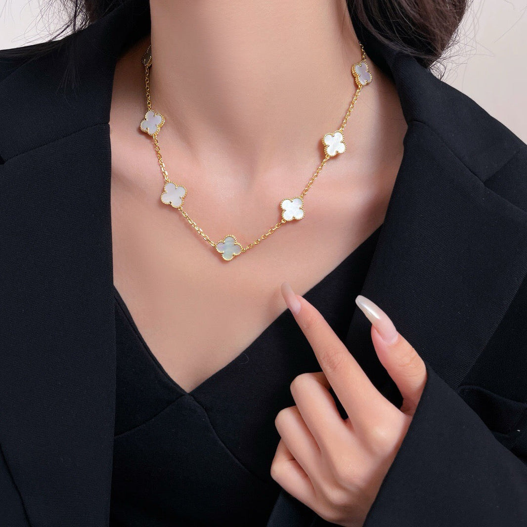 [Clover Jewelry]CLOVER 10 MOTIFS WHITE MOTHER OF PEARL NECKLACE