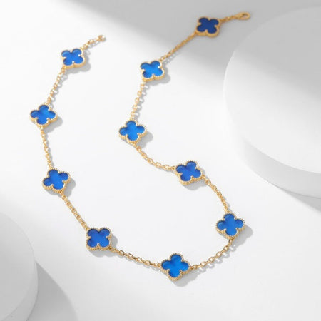 [Clover Jewelry]CLOVER 10 MOTIFS BLUE AGATE NECKLACE