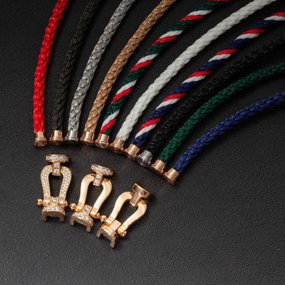 [Clover Jewelry]FORCE LARGE HORSESHOE HALF DIAMOND BRACELET ROSE GOLD