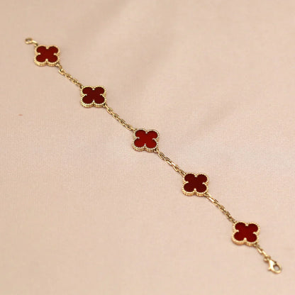 [Clover Jewelry] CLOVER 5 MOTIF RED CORNELIAN BRACELET COLLECTION