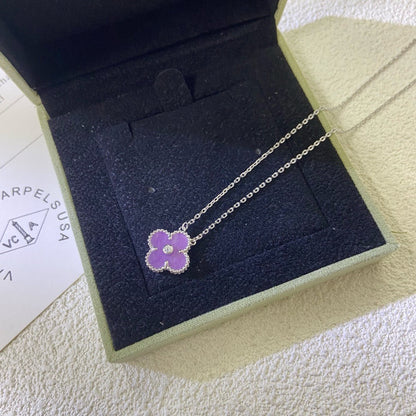 [Clover Jewelry]CLOVER 15MM DIAMOND  PURPLE VIOLET NECKLACE