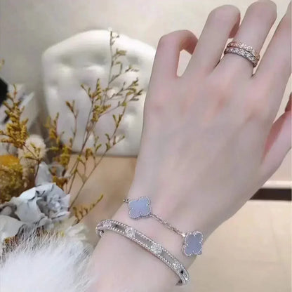 [Clover Jewelry] CLOVER 5 MOTIF PURPLE CHALCEDONY BRACELET COLLECTION