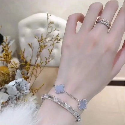 [Clover Jewelry] CLOVER 5 MOTIF PURPLE CHALCEDONY BRACELET COLLECTION