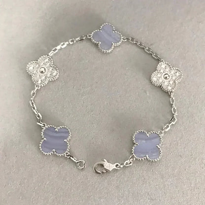 [Clover Jewelry] CLOVER 5 MOTIF PURPLE CHALCEDONY BRACELET COLLECTION