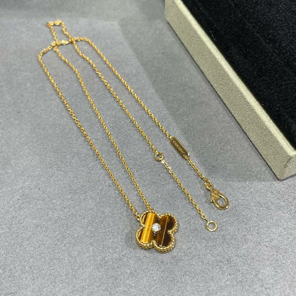 [Clover Jewelry]CLOVER 15MM DIAMOND AND YELLOW TIGER'S EYE AGATE necklace
