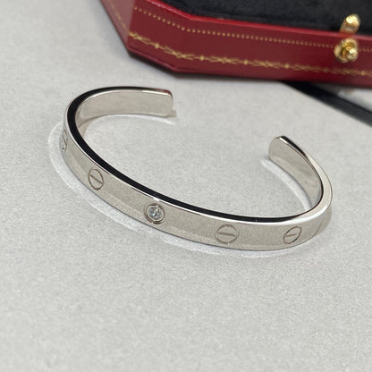 [Clover Jewelry]LOVE BRACELET 6.1MM 1 DIAMOND OPEN CUFF
