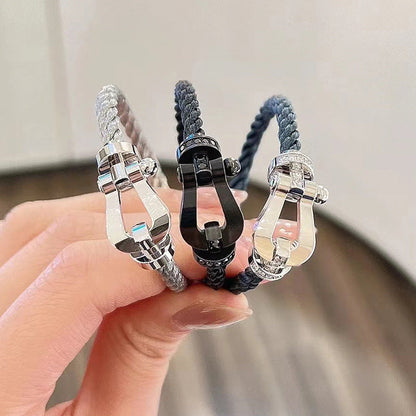 [Clover Jewelry]FORCE LARGE HORSESHOE FULL DIAMOND BRACELET SILVER