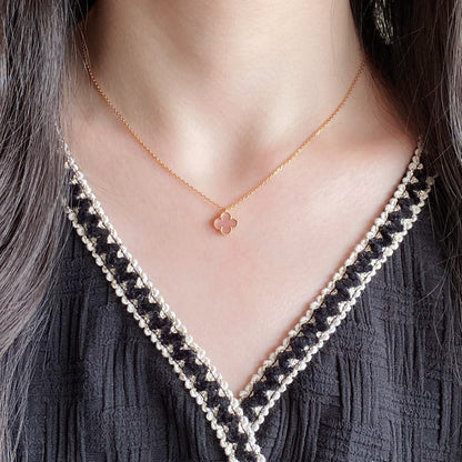 [Clover Jewelry]CLOVER 9.5MM PINK MOTHER OF PEARL SINGLE FLOWER NECKLACE