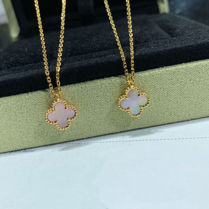 [Clover Jewelry]CLOVER 9.5MM PINK MOTHER OF PEARL SINGLE FLOWER NECKLACE