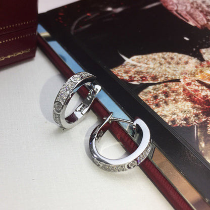 [Clover Jewelry]LOVE 5.5MM DIAMOND PAVED EARRINGS