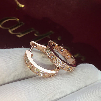 [Clover Jewelry]LOVE 5.5MM DIAMOND PAVED EARRINGS