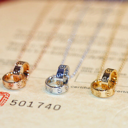 [Clover Jewelry]LOVE DOUBLE RING NECKLACE